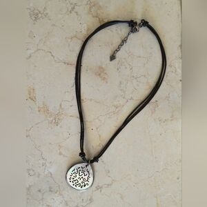 Silpada Brown Leather Necklace with Shell Pendant
